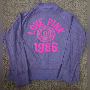 PINK Victoria's Secret Large Vintage Logo Spellout Half Zip Sweatshirt